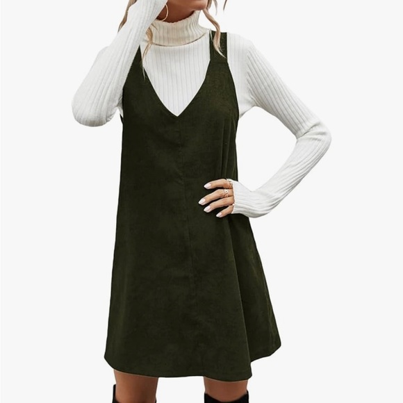 •Olive Green Midi Dress - Picture 1 of 5
